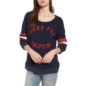 Sundry Halftime Sweatshirt Top Women's Size 1 S Blue Red Pullover Cozy USA Made